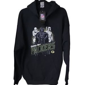 Black Green Bay Packers Sweatshirt Hoodie Star Wars Graphic Adult Size Large NWT